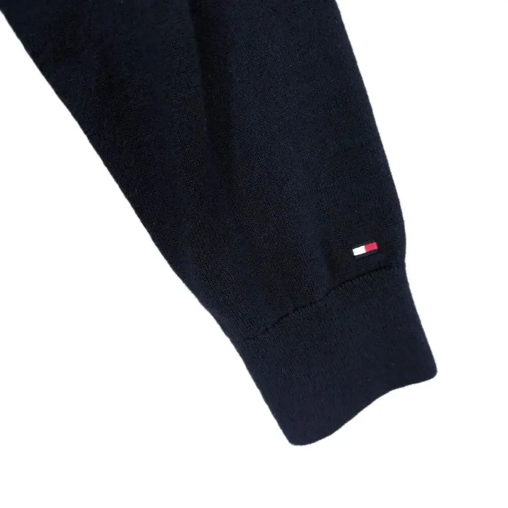 Tommy Hilfiger‎ Men's L TH Crest Knit Crew Sweater Top Navy Gray Preppy Classic
